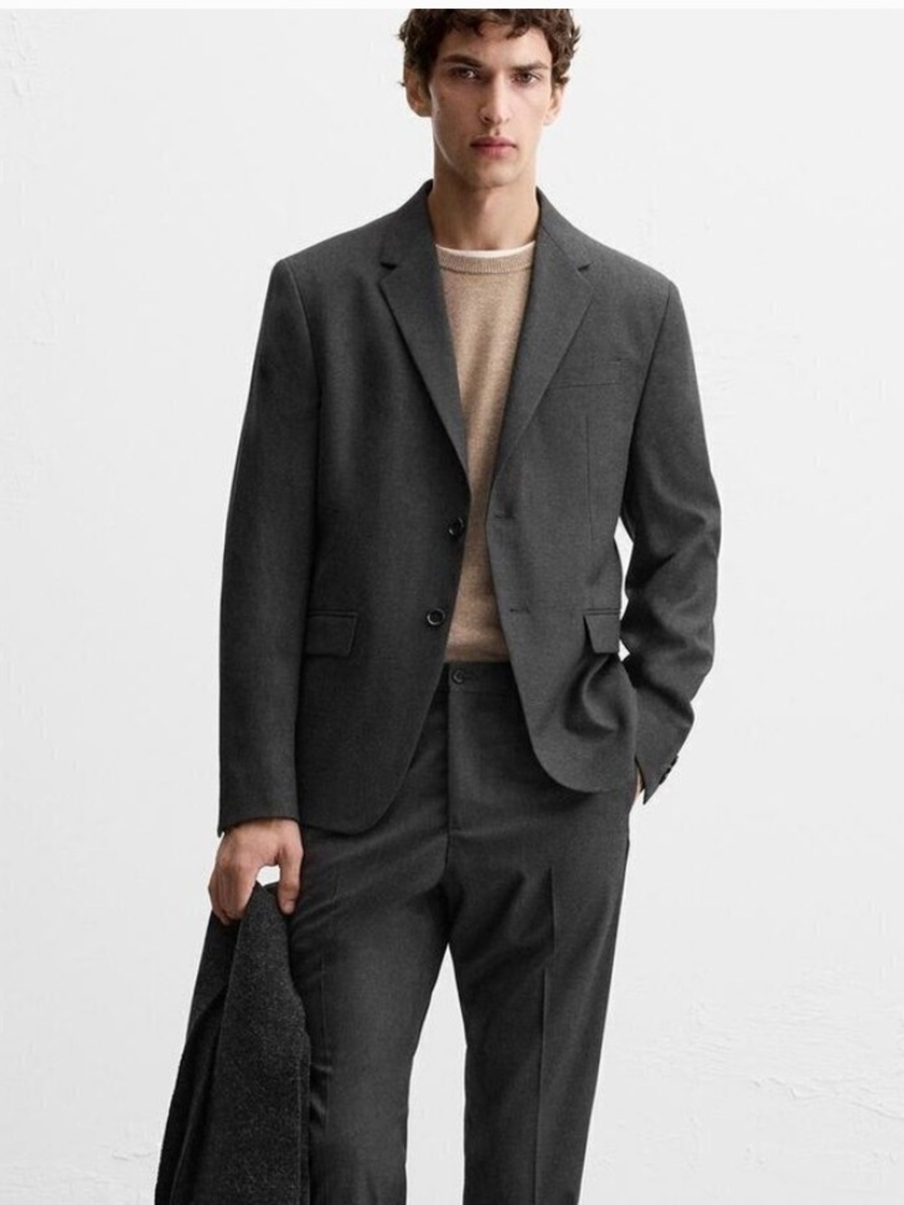 Zara Man NWT Comfort Suit wool blend blazer gray 5682/418